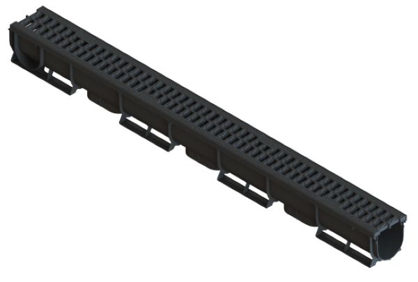 Лоток водоотводный Polymax S'park 1 DN70, 1000х90х90 мм, решетка пластиковая, 088081-М